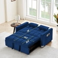 thumbnail image 6 of Onbeam Sleeper Sofa Couch Pull Out Bed, 55" Modern Velvet Convertible Sleeper Sofa Bed Loveseat Modern Velvet Sleeper Couch for Living Room, Adjustable Backrest, Blue, 6 of 8