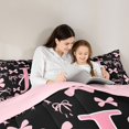 thumbnail image 4 of Erosebridal Kawaii Bowtie Letter J Monogrammed Queen Comforter Set 3pcs,Dreamy Princess Bow Bedding Comforter Set,Pink Reversible,Breathable Home Decor, 4 of 6