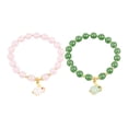 thumbnail image 1 of 2 pulseras de cuentas para niña, pulseras de cristal, cadena de joyería para fiesta de cumpleaños verde y rosa, 1 of 9