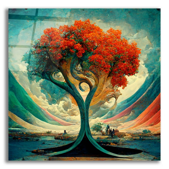 Epic Art 'Tree Of Life 18' by Ray Heere, Acrylic Glass Wall Art, 12"x12"