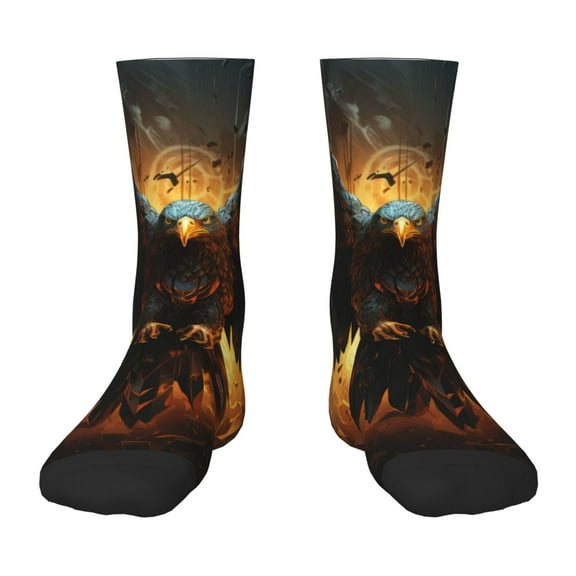 Rateoe Cool Black Eagle Pattern Children's Socks, Socks Gifts ,kids Crew Soft Cotton Socks , Moisture-Wicking, Durable, Ideal for Daily Wear & Sports