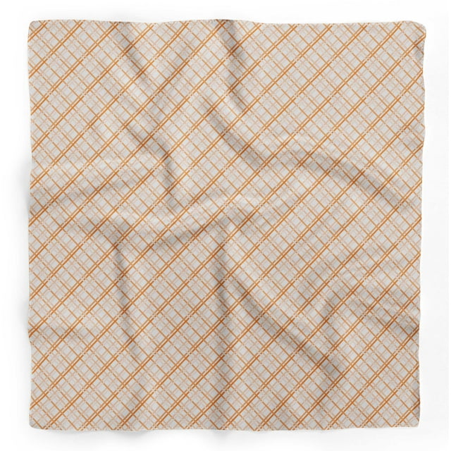 Bimba Orange Diagonal Check Pure Silk Printed Scarf Dupatta Head Neck Wrap Bandanas For Women 40 x 80 Inches