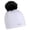 White, variant on Pom Pom Comfort Shell UV Comfort Plush Lined Faux Fur Pom Beanie, All Patched Up