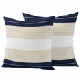 thumbnail image 2 of Pack of 2 Outdoor Pillow Covers 18x18 Inch Waterproof Navy Beige Striped Throw Pillow Covers,Decorative Couch Pillow Case Sham Gradient Geometric Blue White Patio Garden Pillowcases Cushion Covers, 2 of 8