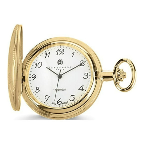 Charles Hubert Gold Finish Brass White Dial Pocket Watch; for Adults and Teens; for Women and Men