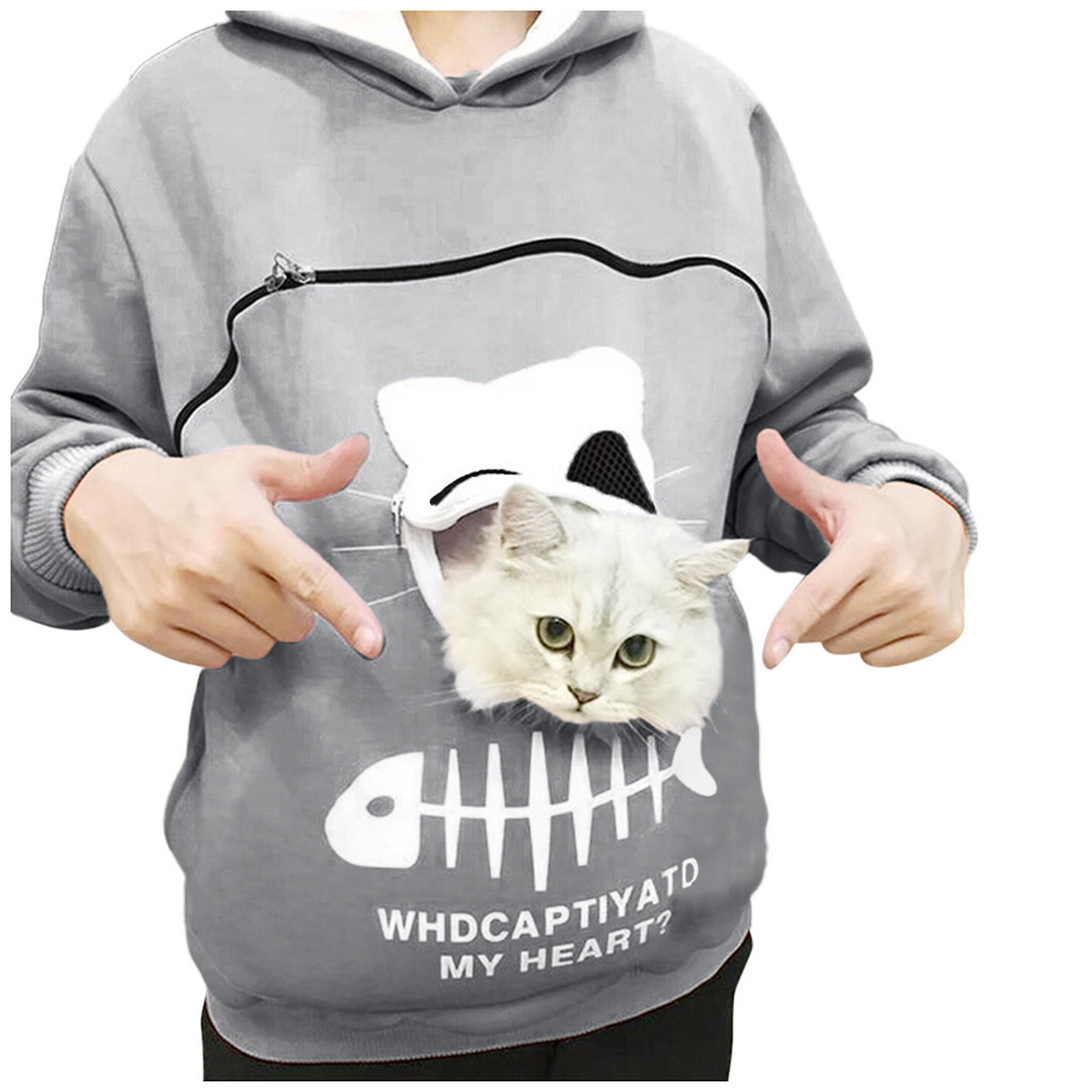 fartey Pet Carrier Hoodie For Women Casual Sweatshirt Animal Pouch Hood