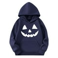 thumbnail image 4 of lcziwo Kids Halloween Sweatshirt Funny Graphic Hoodies Long Sleeve Boys Girls Fleece Pullover Tops Spooky Season Sweatshirts Navy 150, 4 of 5