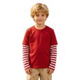 thumbnail image 4 of Fozruso Boys Striped Long Sleeve T-Shirts Casual Round Neck Pullover Tee Shirt Tops Fall Outfits, 4 of 7