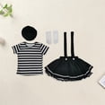 thumbnail image 5 of LMLYSoH Women Clown Costumes Black White Striped Tops Suspender Skirt Gloves and Hat Set Halloween Cosplay Outfit, 5 of 7