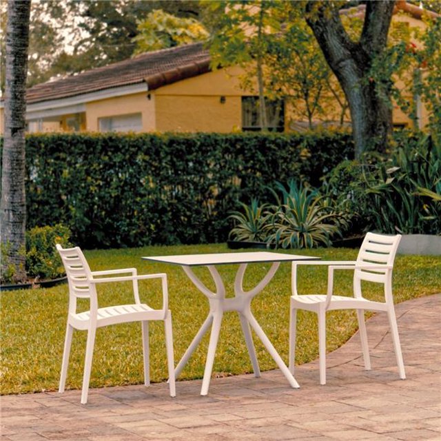 Siesta ISP7000S-WHI Artemis Dining Set with 2 Arm Chairs White