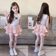 thumbnail image 3 of GYRATEDREAM Girls Pleated Skater Skirt with Shorts Baby Kids Layered Ruffle Flowy A-line Skirt Teen High Waisted Flared Mini Short Skirts for 2-15 Years, 3 of 7