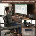 thumbnail image 3 of Queen Size Loft Bed Frame with Desk, USB Ports & LED Lights, Metal & Wood, Space-Saving Design, Easy Assembly, Black, 3 of 9