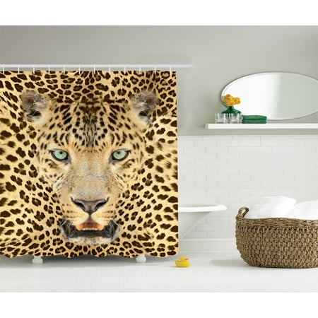 Wildlife Decor Tiger Leopard Print Picture Of Art Big Cat Animal Shower Curtain