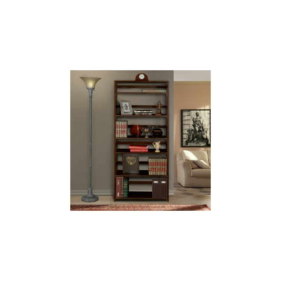 Folding Bookcase Shelf - 67" Tall Bookcase, Storage Organizer, Mocha Walnut Finish