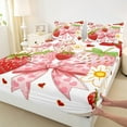 thumbnail image 5 of Castle Fairy Girls Red Strawberry 3pcs Twin Sheet Sets,Love Heart Bowknot Twin Fitted Sheet,Cartoon Flower Breathable Flat Sheet,Lightweight Room Decor, 5 of 7