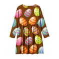 thumbnail image 5 of Xdegoge Funny Kids Girls Easter Holiday Dress Colorful Egg Printed Tween Spring Sundress Knee Length Swing Long Sleeve Cute Festival Party Outfit Casual Play Wear Daily Dress for Teen, 5 of 7