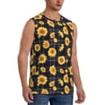 thumbnail image 2 of Fotbe Royal Blue Plaid Sunflower Men's Camiseta sin Mangas Estampada para Hombres, Playera Casual para Gimnasio, Entrenamiento, Playa-Large, 2 of 7