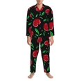 thumbnail image 4 of Bingfone Men'S Pajama Set 2 Piece Loungewear Pjs, Long Sleeve With Pajama Pants-Cherry, 4 of 9