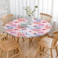 thumbnail image 3 of Pioneer Flower Floral Print Pattern Round Fitted Tablecloth with Elastic Edge,Dining Table Cover Waterproof,Outdoor Round Tablecloth for Camping,Dining,Indoor and Outdoor, 3 of 7
