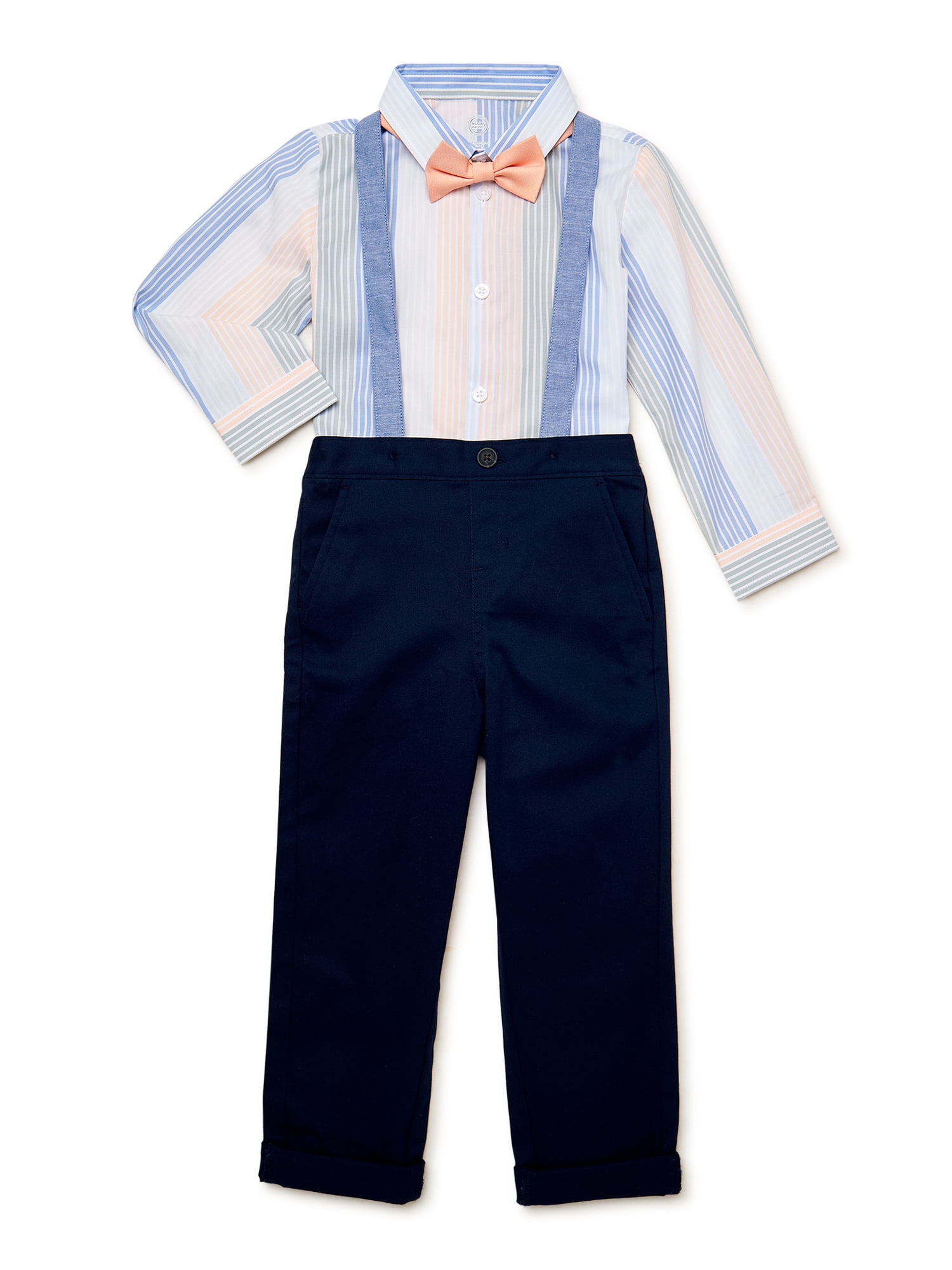 Wonder Nation Toddler Boys Shirt, Pants and Bowtie Outfit Set, 3-Piece, Sizes 12M-5T