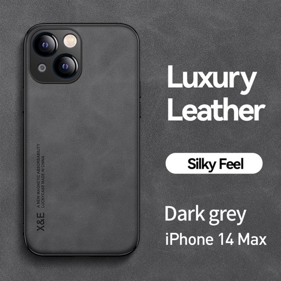 Allytech Case for iPhone 14 Plus(2022), Secure Wrap Business Case [PU Leather + Soft TPU Shell] Shockproof Anti-fall Car Magnetic Suction Skily Feel Uktra-thin Light Case for iPhone 14 Max, Darkgray