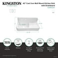 thumbnail image 5 of Kingston Brass GCKWS422117 Petra Galley 42" Cast Iron Wall Mount Kitchen Sink with Drainboard, White, 5 of 9