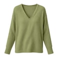 thumbnail image 4 of Kadlawus Long Sleeve Loose V Neck Pullover Women Fall Knit Sweater Cozy Soft Plus Size Tunic Tops for Commute Weekend Travel Holiday Casual Wear, Green L, 4 of 6