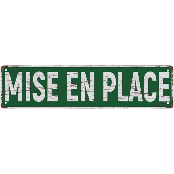 Tin Sign Mise En Place Vintage Metal Sign Retro Metal Plaque Bar Pub Poster Wall Art Decor Tin Sign 4X16 In / 10X40 Cm