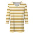 thumbnail image 2 of Yellow Womens Tops Tops for Womens Casual Summer Tops Three Quarter Sleeve Round Neck Tee T Shirt Loose Side Split Tunic Blouse Shirts for Women, 2 of 4