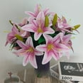 thumbnail image 3 of Artificial Lilies Flowers,9 Pcs Faux Lily Flowers,16''Tiger Lily Branches with 2 Full Blooms and 1 Bud,Faux Fake Lilies Plants for Wedding Bouquet Floral Arrangements (9, Purple), 3 of 7