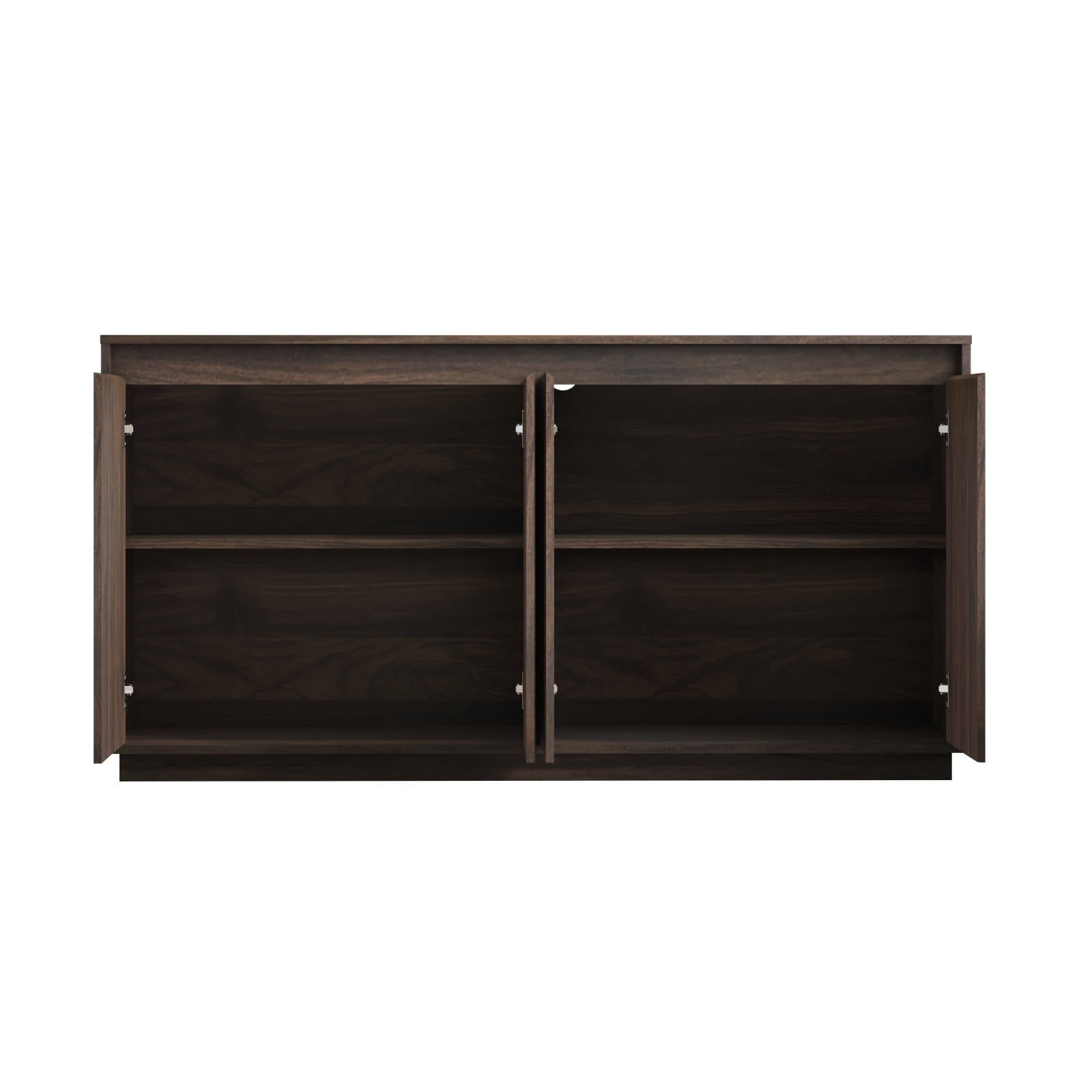 Hommoo Wood Sideboard Buffet Cabinet with Power Outlet, Wavy Vertical Texture Accent Cabinet, Multifunctional 2-Tier Storage Cabinet Credenza for Home, Office, Walnut
