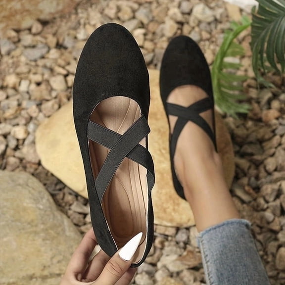 WZX Women's Flats Comfortable Fashion Shoes for Women with Elastic Ankle Straps Dressy Ballerina Style Closed Toe s for Women Casual Flat