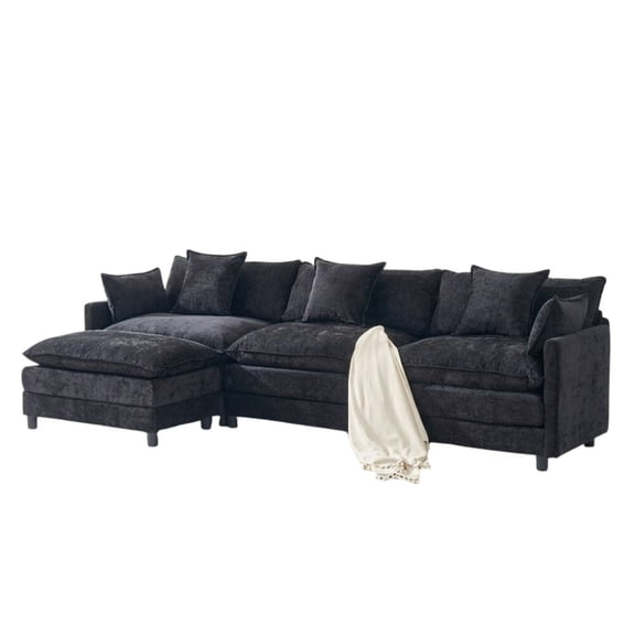 Sectional Couch for Living Room, Modern L-Shaped Modular Sectional Sofa with Chenille Fabric