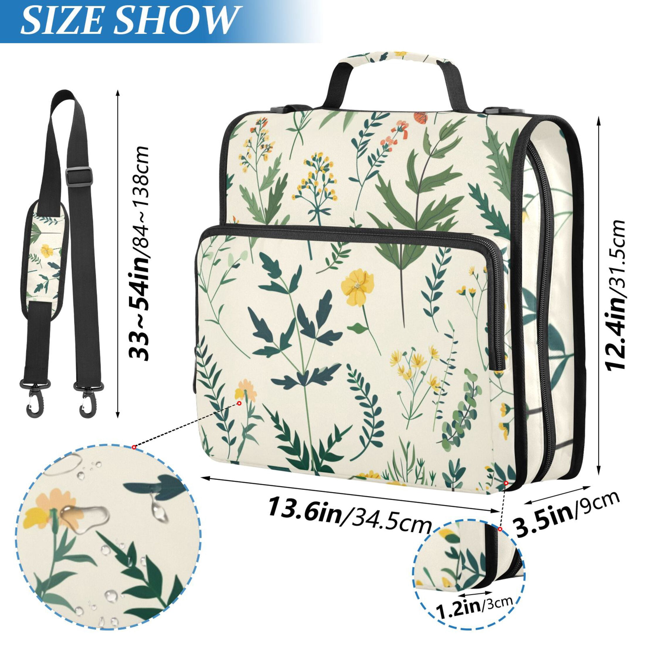 ALAZA Zipper Binder Herb Leaves Plant 3 Ring Trapper Keeper File Folder Organizer Bag