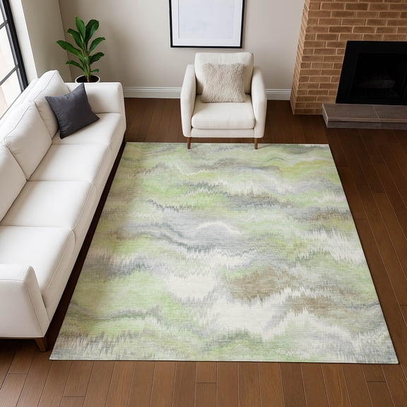 Addison Rugs Chantille Indoor/Outdoor Transitional Swirls Aloe Machine Washable Rectangle Rug, 10' x 14'