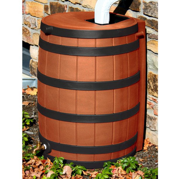 Good Ideas 50 Gallon Rain Wizard Darkened Rib Rain Barrel
