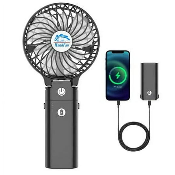 HandFan 5200mAh Portable Handheld Fan, Foldable Personal Fan, Battery Operated Rechargeable Fan, Detachable Handle Design, Small USB Fan for Travel, O
