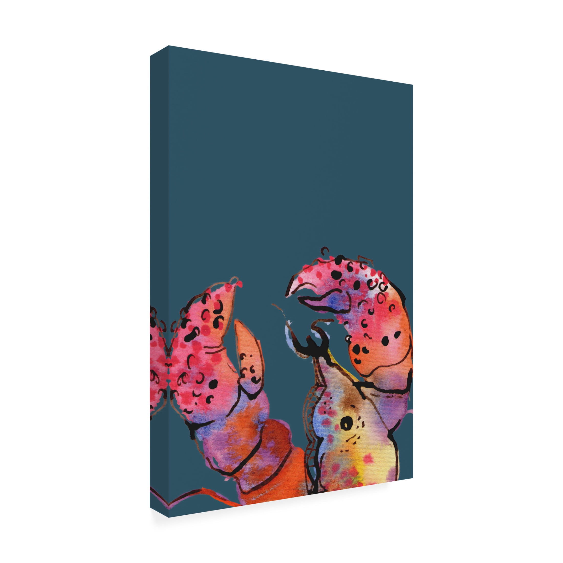 Trademark Fine Art Ania Zwara  Lobster On Dark Blue Canvas Wall Art