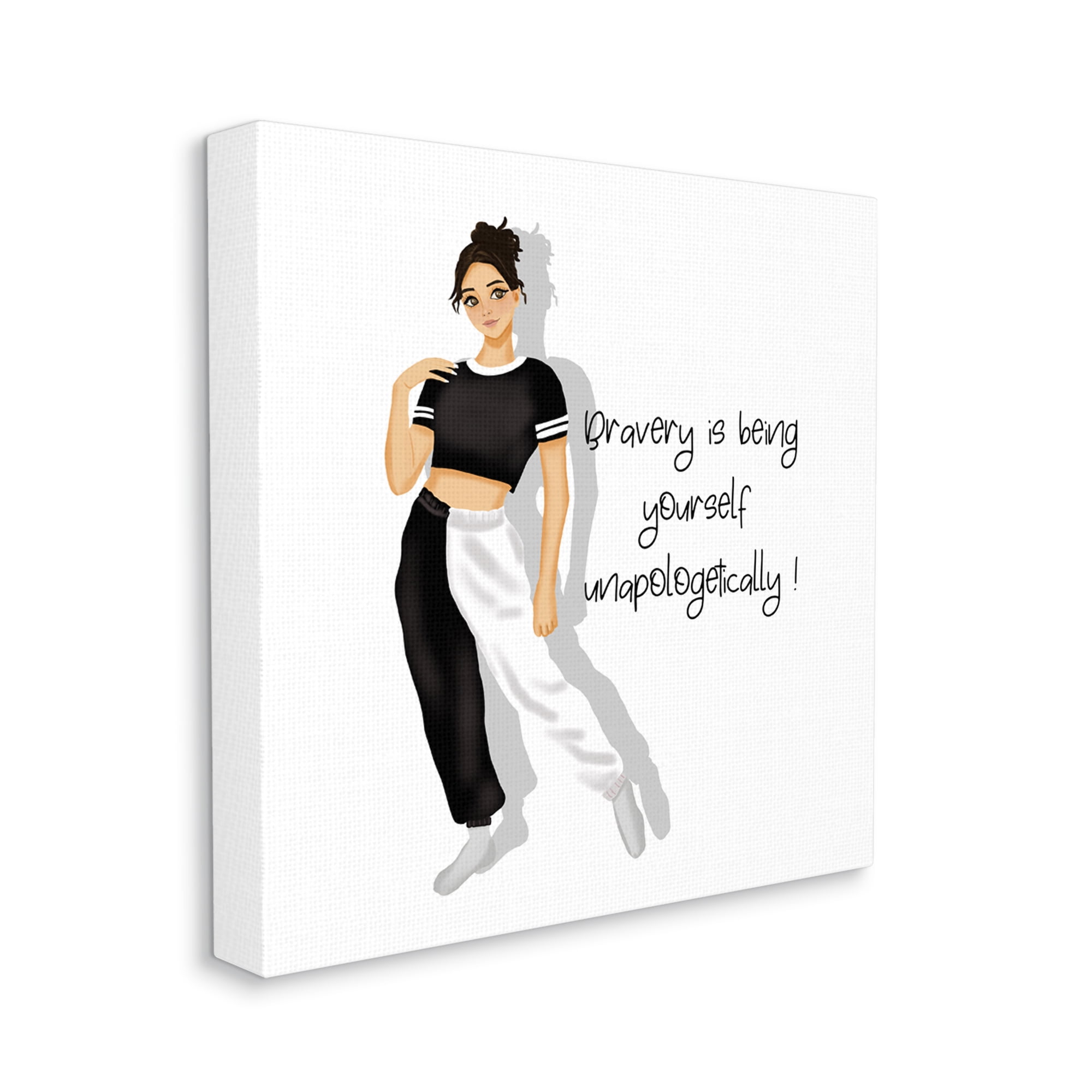 Stupell Industries Bravery is Being Yourself Inspirational Painting Gallery Wrapped Canvas Art Print Wall Art, 17 x 17