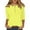 117# Yellow, variant on DENGDENG 3/4 Sleeve Plus Size Tops for Women Button Down Casual T Shirts Summer Round Neck Elbow Tunic Tops Boho Three Quarter Length Shirts Trendy Pullover Purple M