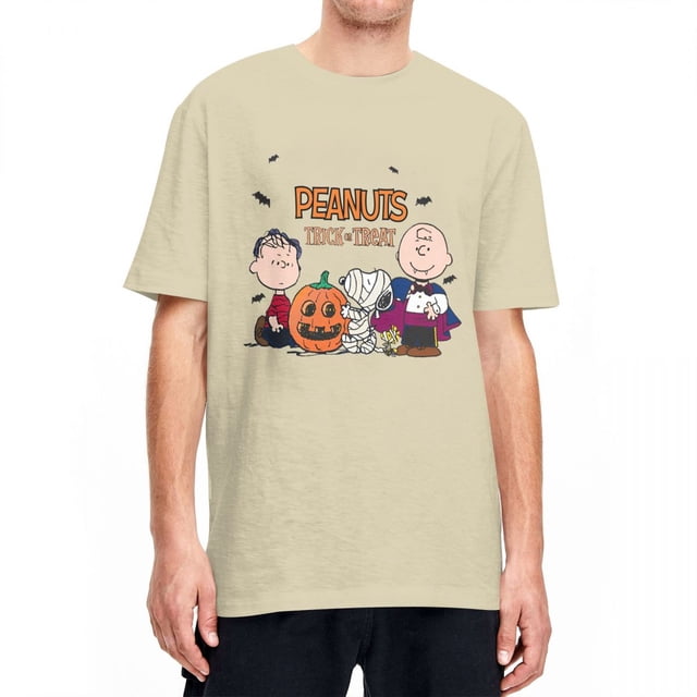 Camiseta de Peanuts, Charlie Brown y Snoopy, camisetas de truco o trato, camisetas de manga corta, camisetas de verano de algodón, ropa de gran tamaño con cuello redondo