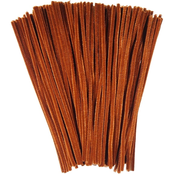 100 Luxury Pipe Cleaners, 300mm x 6mm, Brown, one Size