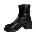 thumbnail image 1 of NECHOLOGY Botas Mujer Adulto Femenino Zapatos Botines para mujer Botas de manga de tacón grueso de cuero de color sólido de estilo británico para mujer (Black, 7.5), 1 of 6