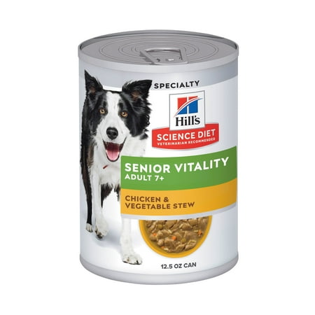 Hill's Science Diet 7+ Senior Vitality Chicken & Vegetable Stew Wet Dog Food, 12.5oz Can 12pk