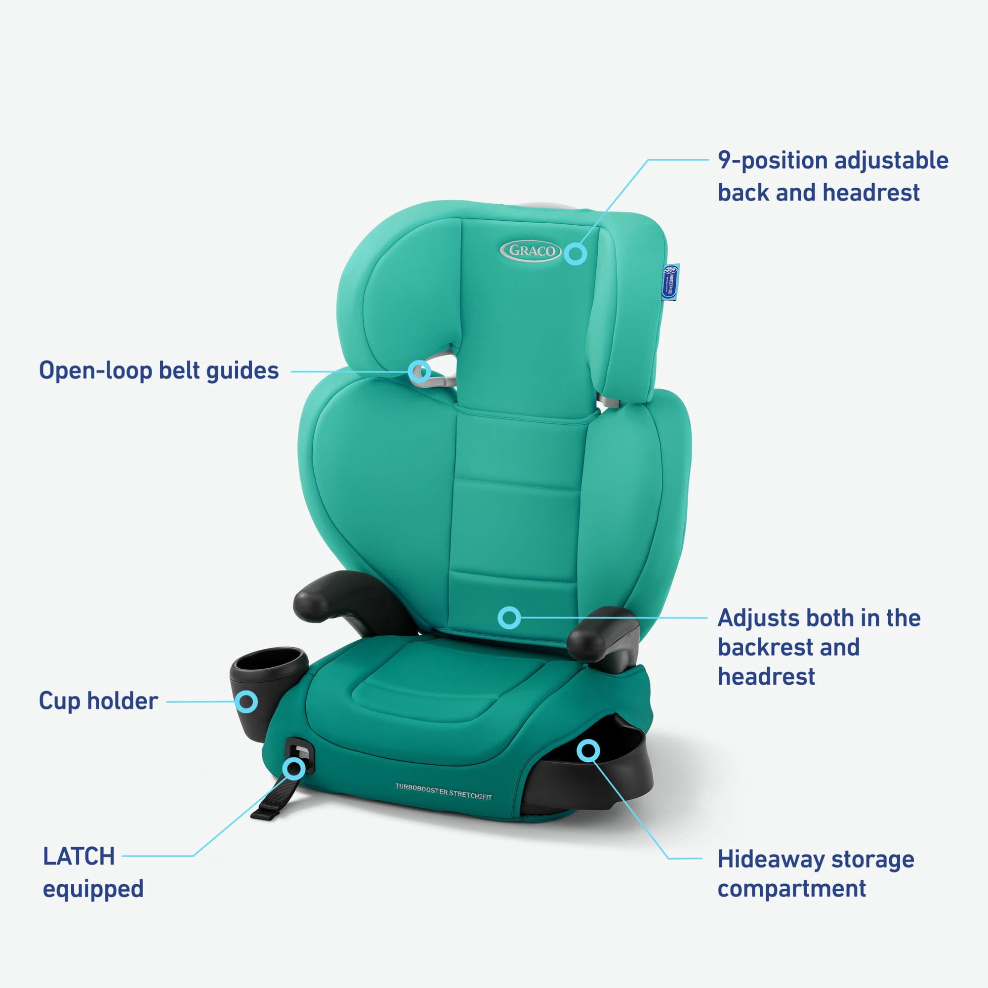 Graco TurboBooster Stretch2Fit Booster, Teagan, Green