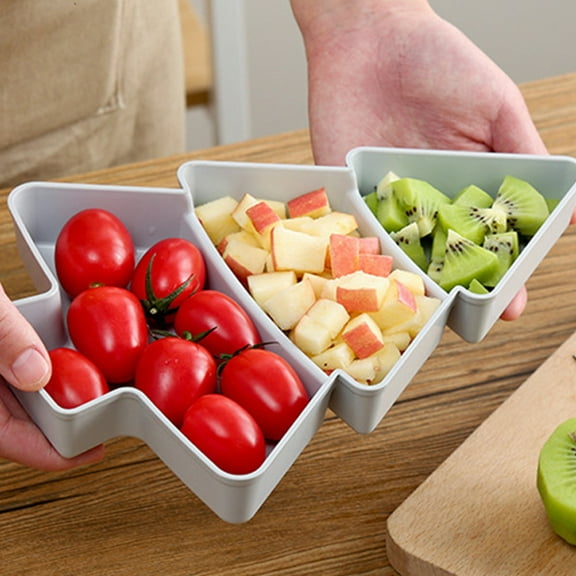 PAMINGONO Christmas Snack Plate Grey Plastic 2Pcs For Christmas Atmosphere