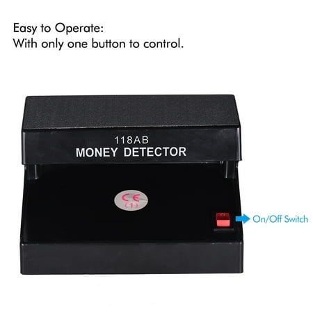 Portable Desktop Multi-Currency Money Detector Counterfeit Cash Currency Banknote Checker Tester Single UV Light with ON/OFF Switch for EURO POUND