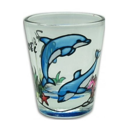 Hand Painted Dolphin - Hawaiian Hand Painted Shot Glass Dolphins