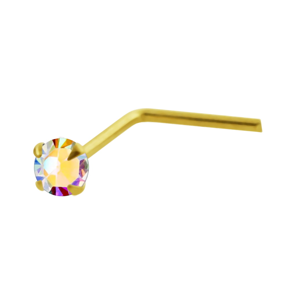 9ct Yellow Gold 1.5mm created Sapphire  Nose Stud Ring Pin Bone body jewellery 