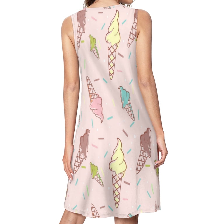 ice cream t shirt dress Just A Boy Who Loves Ice Cream Truck - Ice Cream Lover T-Shirt Dress Women's Dress, Casual Summer Dress